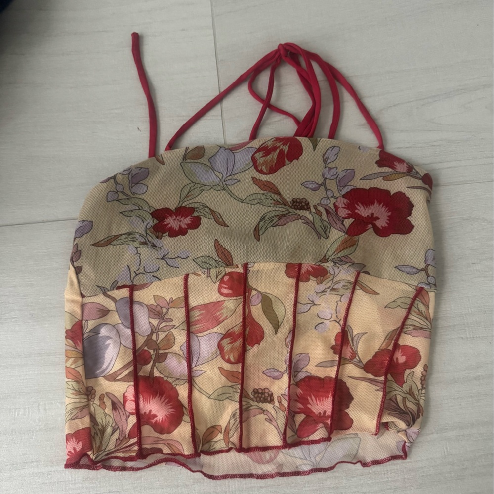 Cider Floral Mesh with Red Trim
